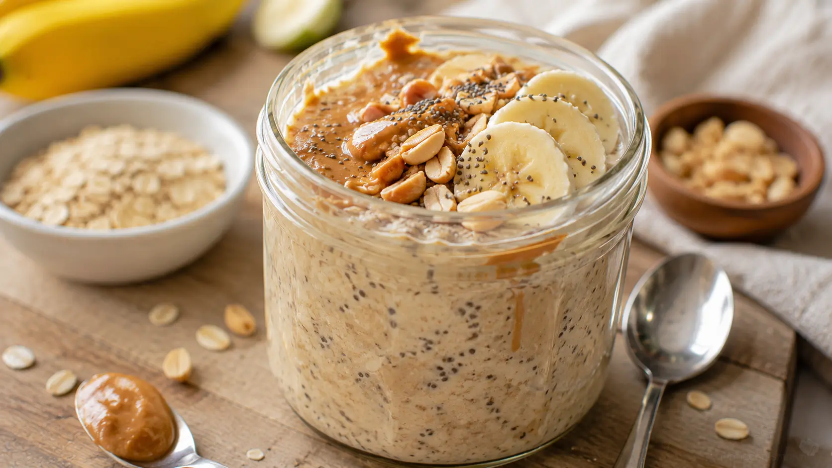 Creamy Overnight Peanut Butter Protein Oats