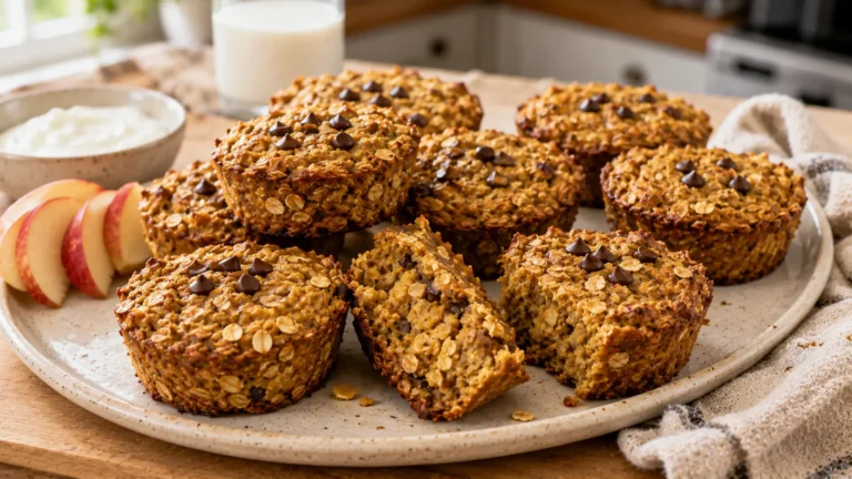 Easy pumpkin baked oatmeal cups made with rolled oats, pumpkin and banana for a kid-friendly make-ahead fall breakfast.